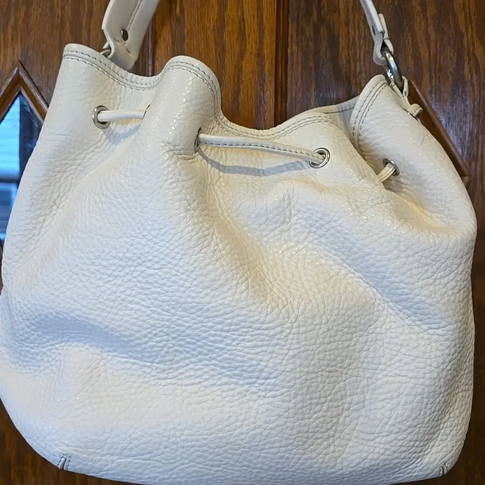 Cole Haan Elegant White Ivory Leather Bucket Bag